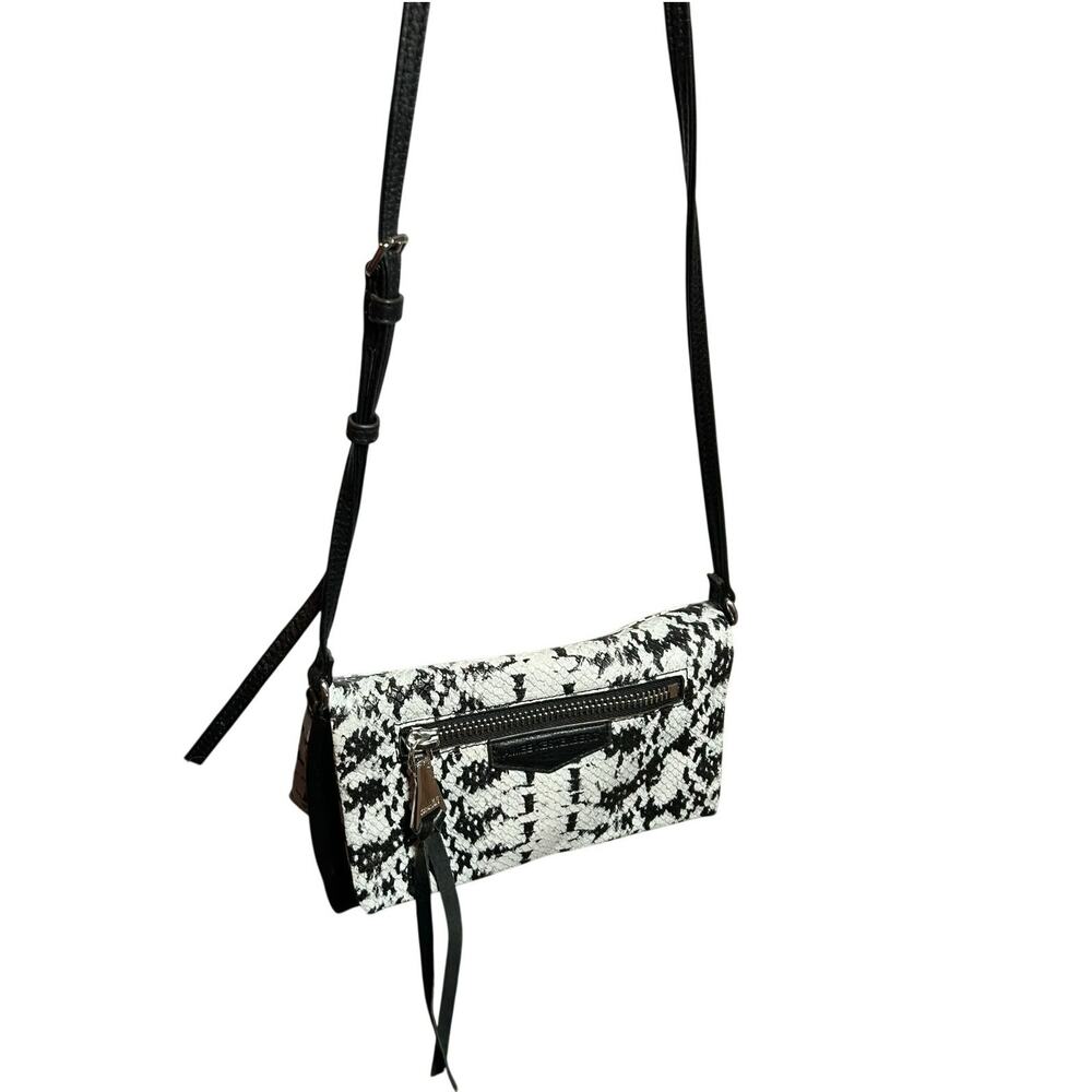 Aimee Kestenberg Bali Convertible Leather Crossbody Bag Snake Print Black White - Picture 7 of 15